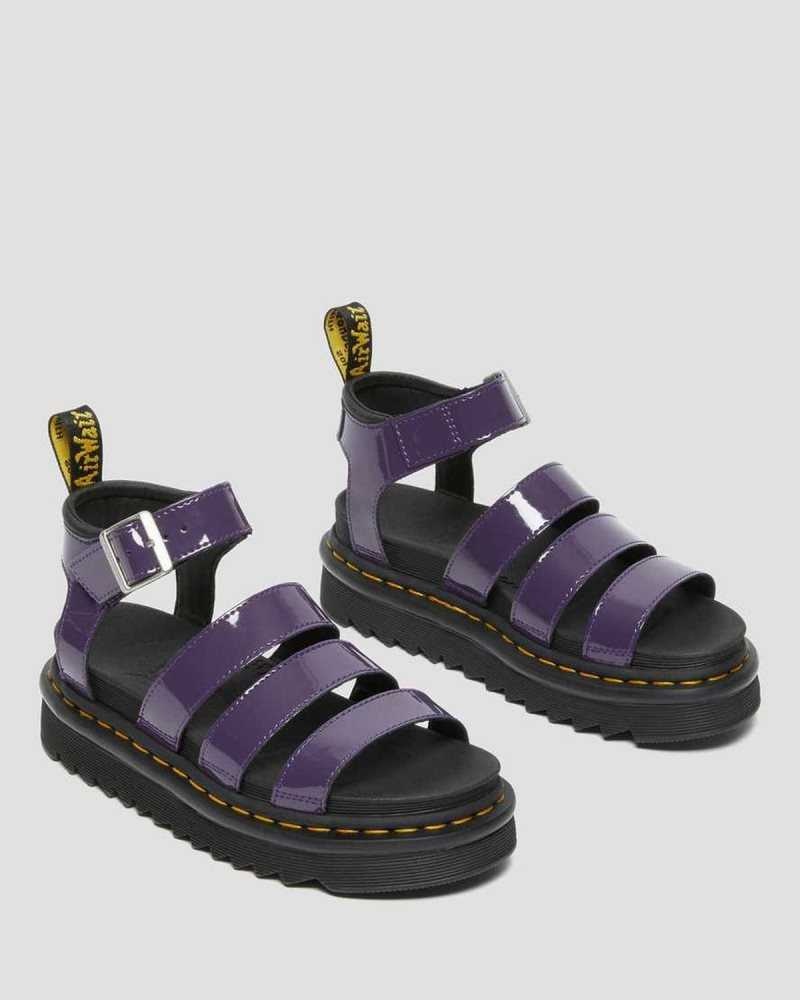 Dr Martens Blaire Patent Leather Strap Sandals Platform Sandals Blackcurrant Patent Lamper | 10496EDPL