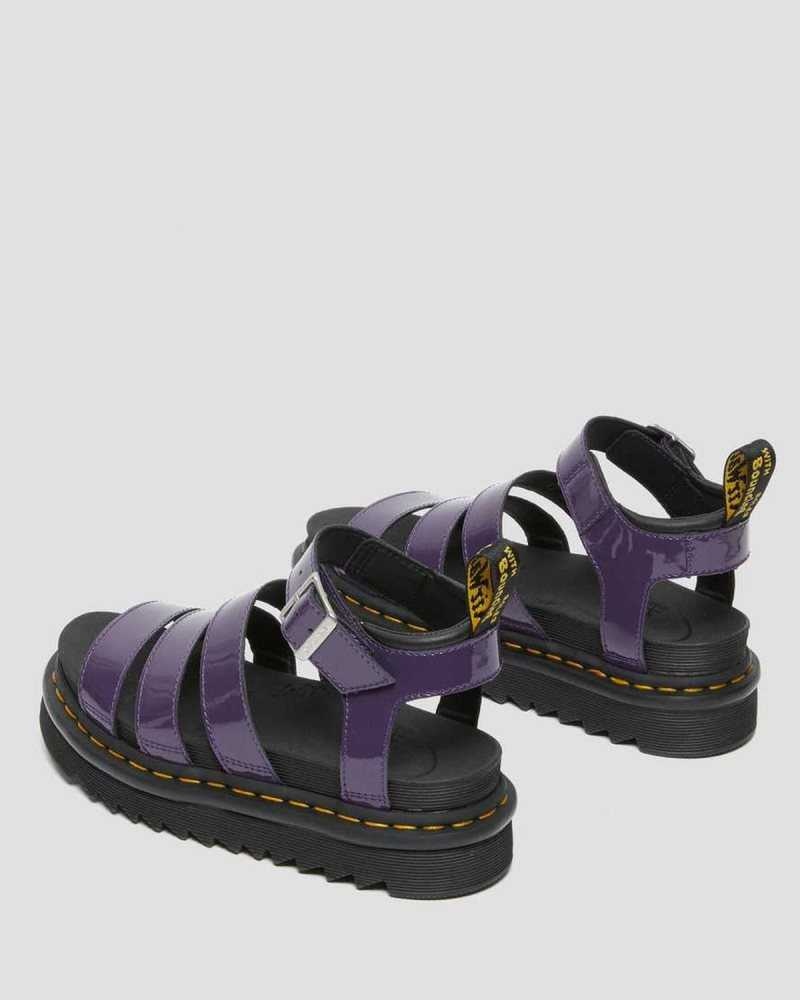 Dr Martens Blaire Patent Leather Strap Sandals Platform Sandals Blackcurrant Patent Lamper | 10496EDPL