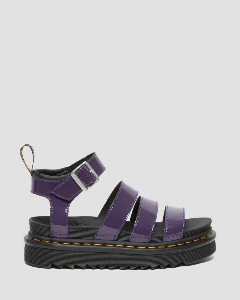 Dr Martens Blaire Patent Leather Strap Sandals Platform Sandals Blackcurrant Patent Lamper | 10496EDPL