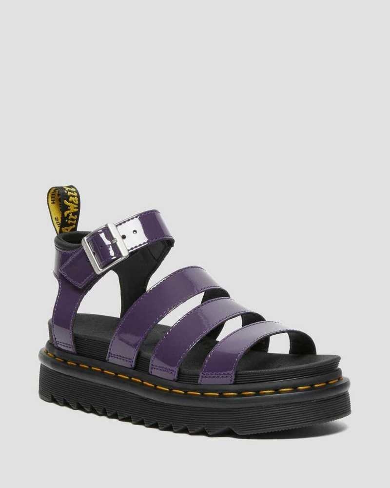 Dr Martens Blaire Patent Leather Strap Sandals Platform Sandals Blackcurrant Patent Lamper | 10496EDPL