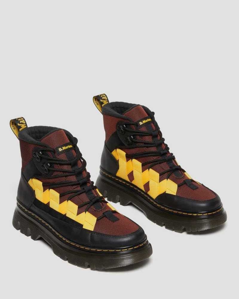 Dr Martens Boury Contrast Nylon & Leather Casual Boots Casual Boots Black / Brown | 45630DFRO