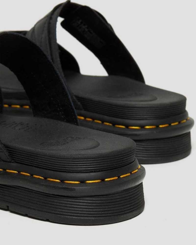 Dr Martens Chilton Leather Slide Sandals Strap Sandals Black | 64915HEQZ