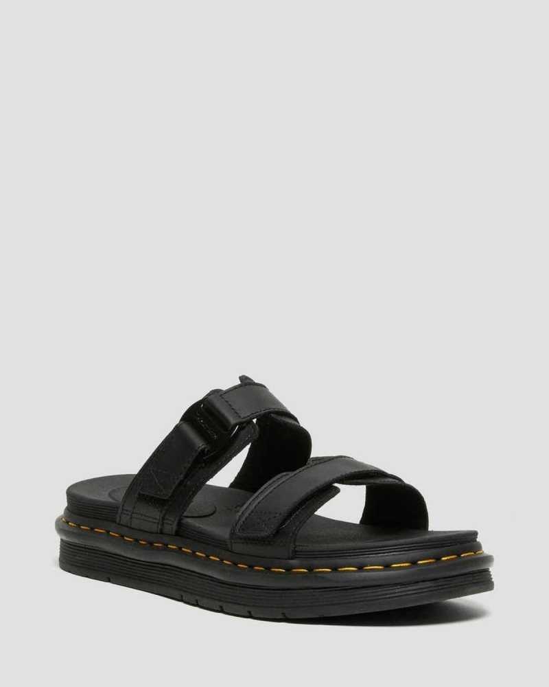 Dr Martens Chilton Leather Slide Sandals Slides Black | 61720SGFA