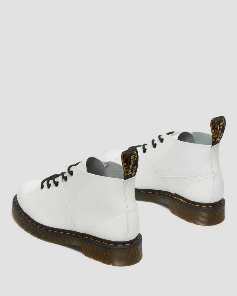 Dr Martens Church Smooth Leather Monkey Boots Ankle Boots White | 42596NGXP