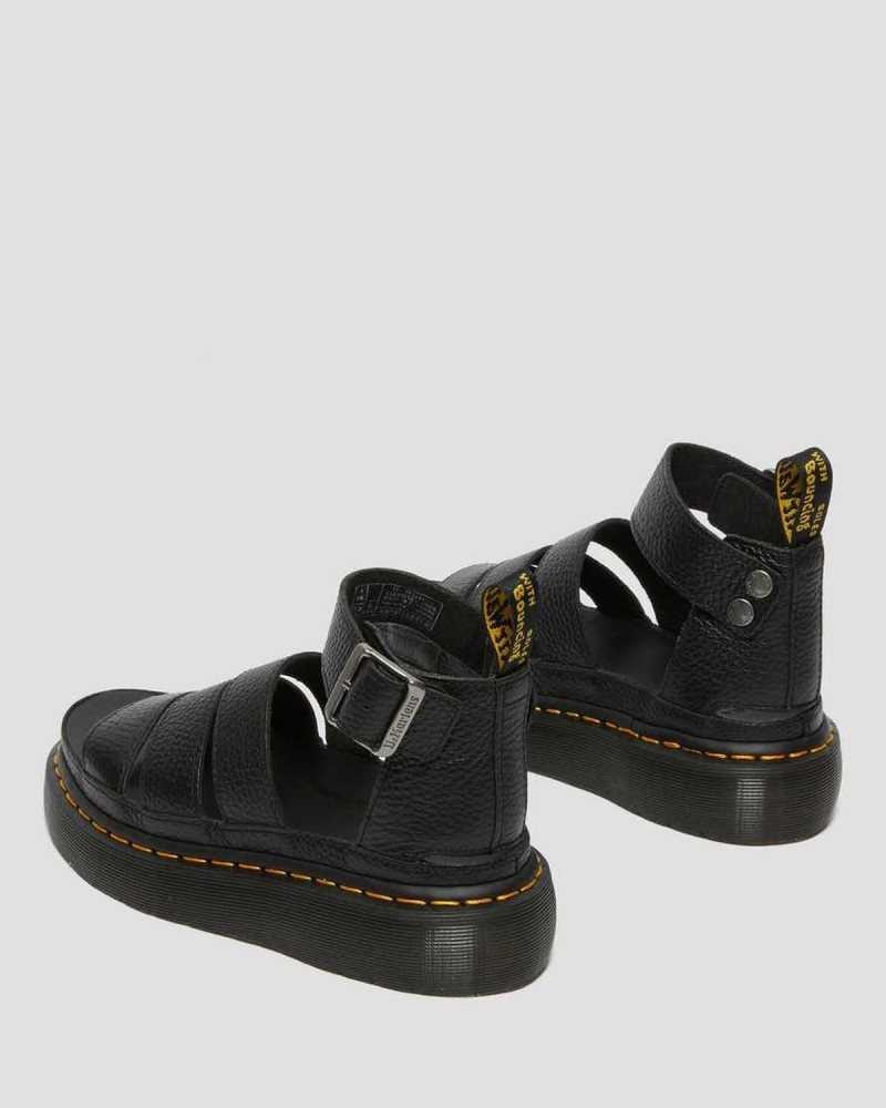 Dr Martens Clarissa II Leather Platform Sandals Platform Sandals Black | 23950CXEM