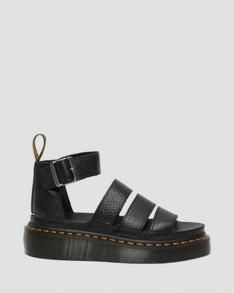 Dr Martens Clarissa II Leather Platform Sandals Platform Sandals Black | 23950CXEM