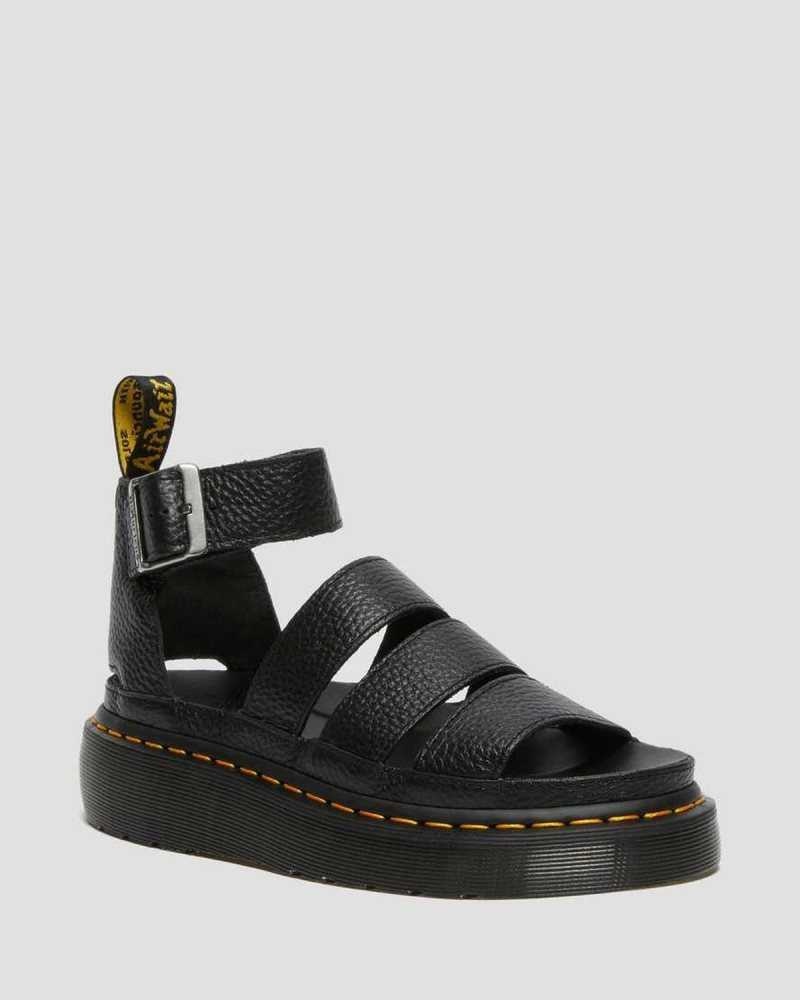 Dr Martens Clarissa II Leather Platform Sandals Platform Sandals Black | 23950CXEM