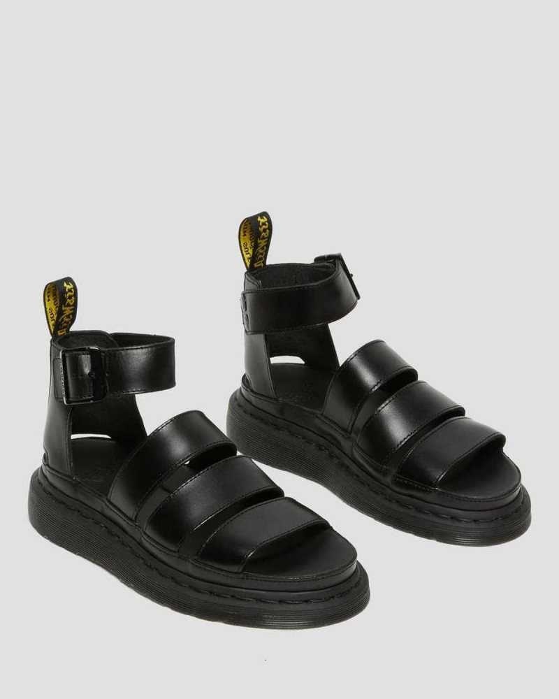 Dr Martens Clarissa II Leather Strap Sandals Gladiator Sandals Black | 93481PTGK