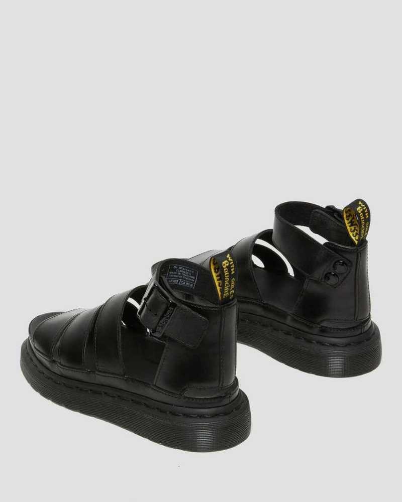 Dr Martens Clarissa II Leather Strap Sandals Gladiator Sandals Black | 93481PTGK