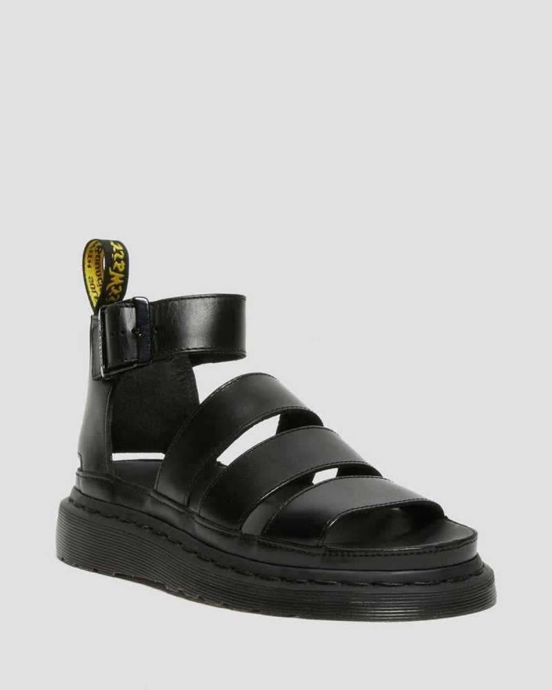 Dr Martens Clarissa II Leather Strap Sandals Gladiator Sandals Black | 93481PTGK