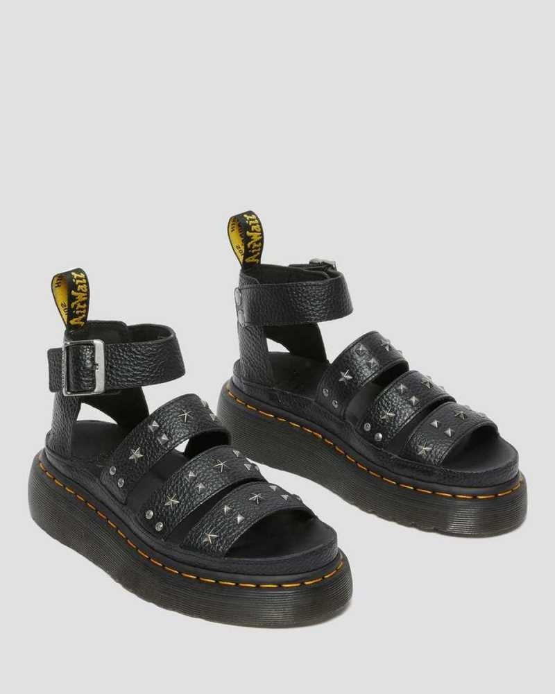 Dr Martens Clarissa Milled Nappa Platform Strap Sandals Gladiator Sandals Black | 13789MDGV