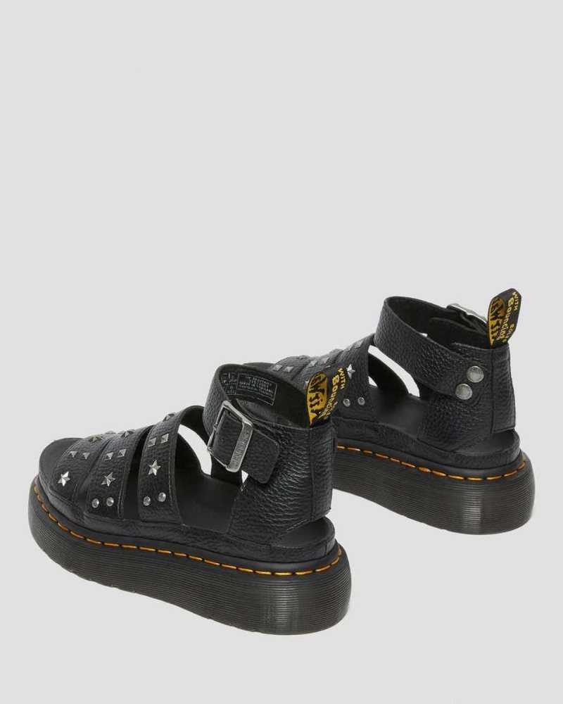 Dr Martens Clarissa Milled Nappa Platform Strap Sandals Gladiator Sandals Black | 13789MDGV