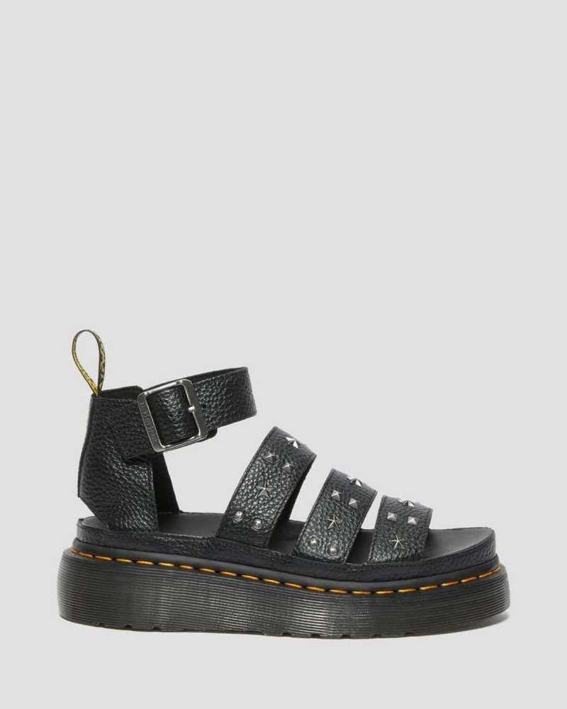 Dr Martens Clarissa Milled Nappa Platform Strap Sandals Gladiator Sandals Black | 13789MDGV