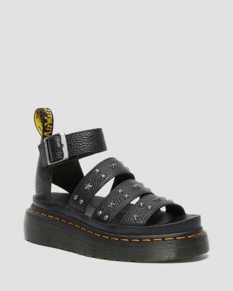 Dr Martens Clarissa Milled Nappa Platform Strap Sandals Gladiator Sandals Black | 13789MDGV