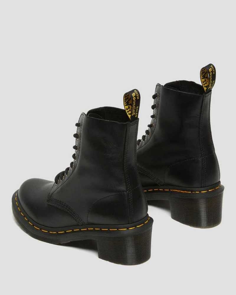 Dr Martens Clemency Leather Heeled Lace Up Boots Heeled Boots Black | 34589ECTF