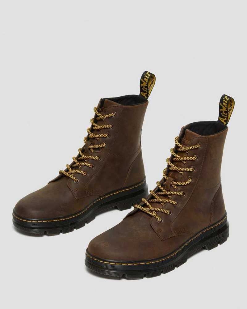 Dr Martens Combs Crazy Horse Leather Casual Boots Ankle Boots Brown | 05713PSCF