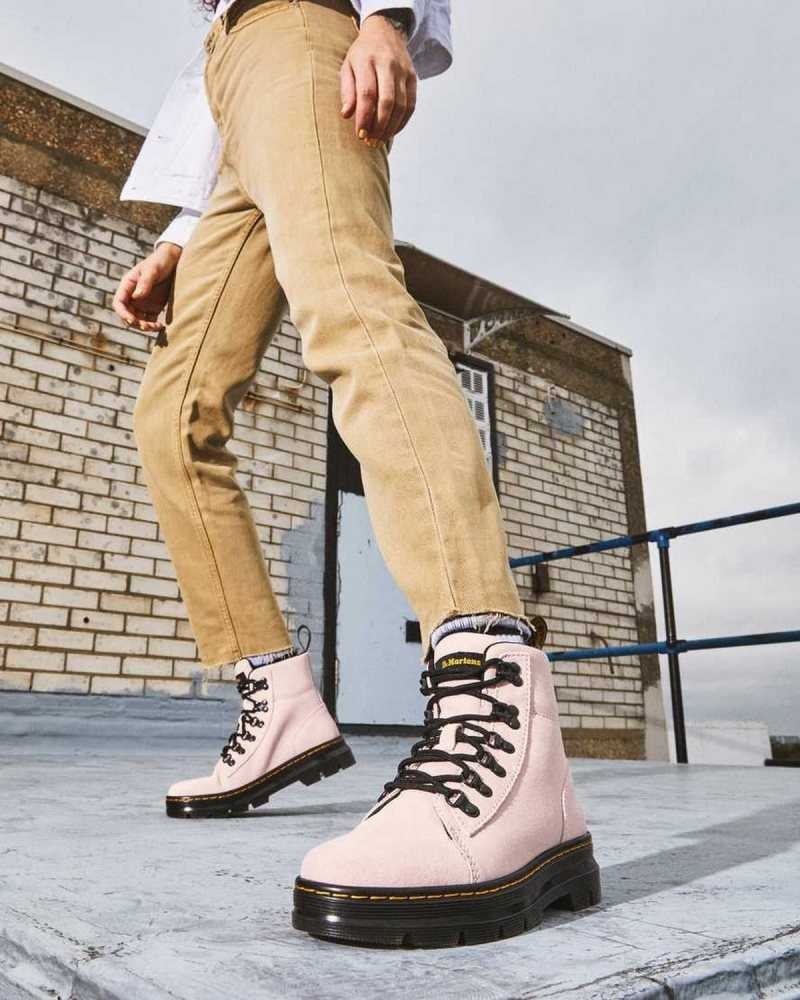 Dr Martens Combs Suede Casual Boots Casual Boots Pink | 28437HFBZ