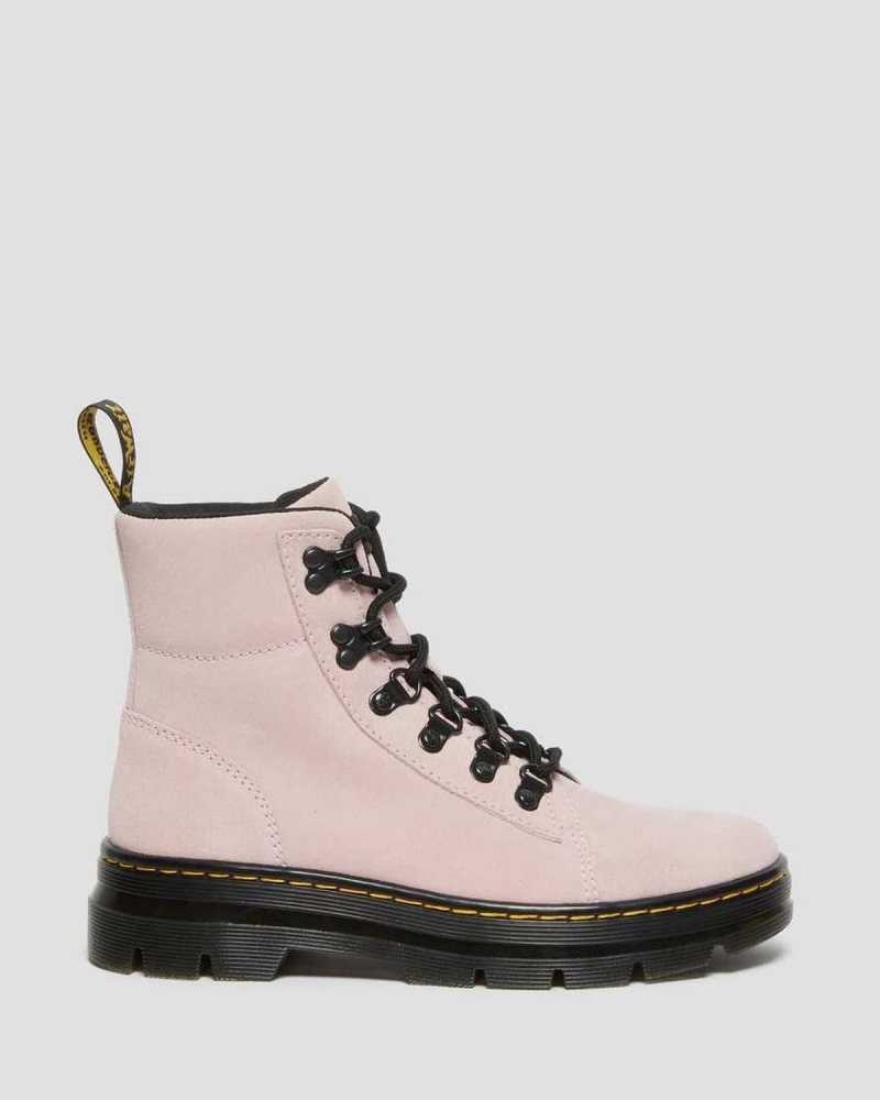 Dr Martens Combs Suede Casual Boots Casual Boots Pink | 28437HFBZ