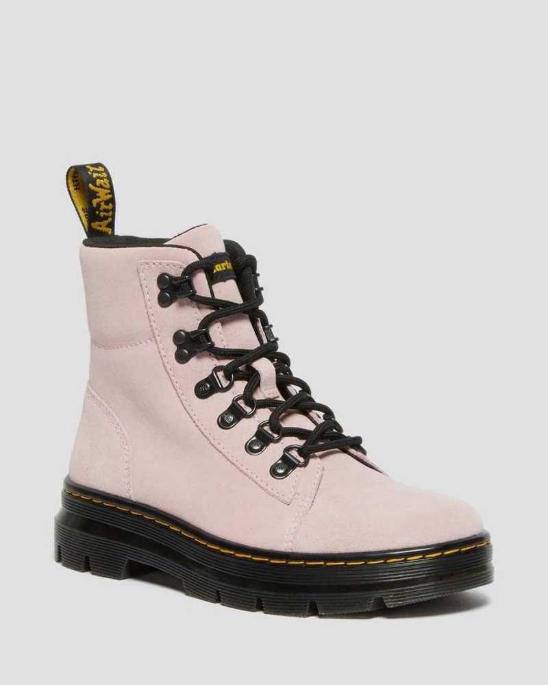 Dr Martens Combs Suede Casual Boots Casual Boots Pink | 28437HFBZ