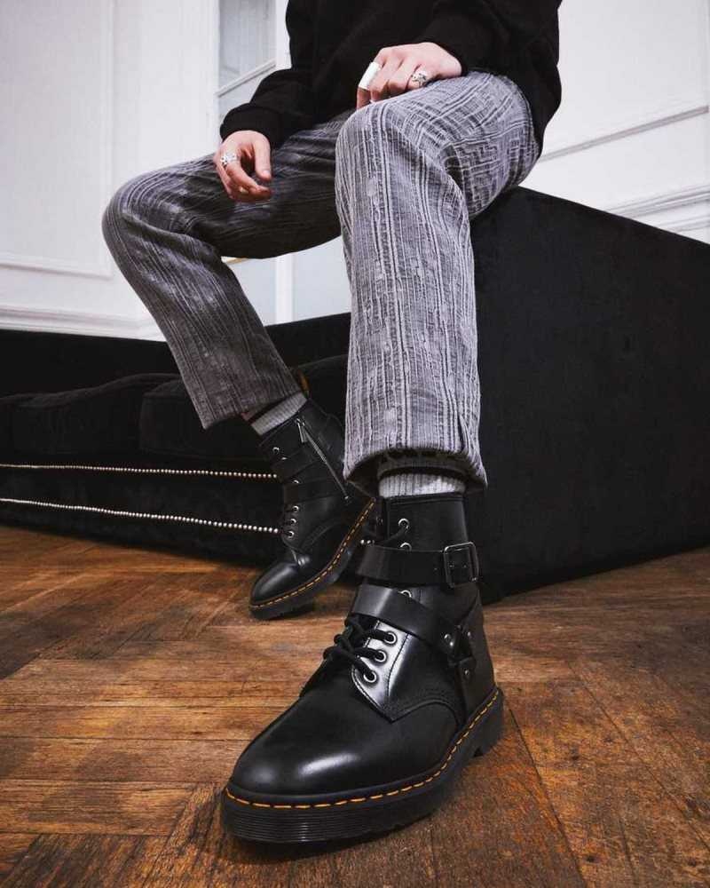 Dr Martens Cristofor Leather Harness Lace Up Boots Ankle Boots Black | 08564AFYK