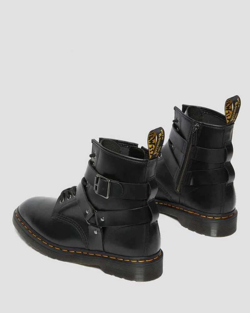 Dr Martens Cristofor Leather Harness Lace Up Boots Ankle Boots Black | 08564AFYK