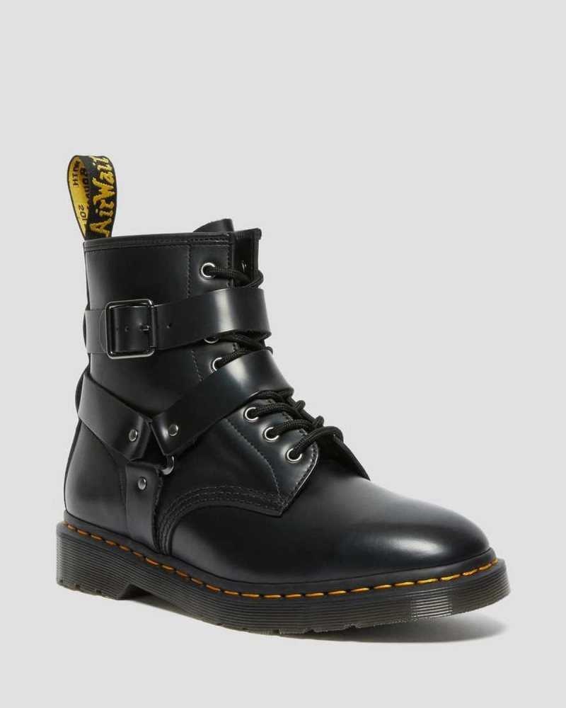 Dr Martens Cristofor Leather Harness Lace Up Boots Ankle Boots Black | 08564AFYK