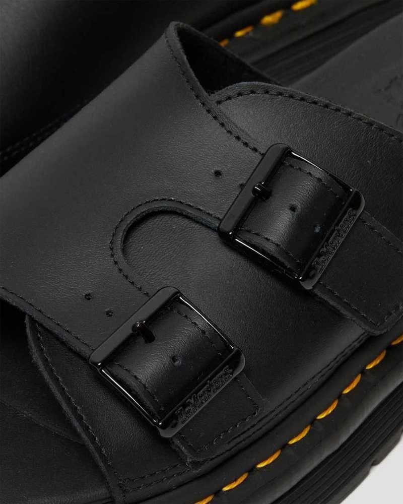 Dr Martens Dax Leather Slide Sandals Slides Black | 27069WVCJ