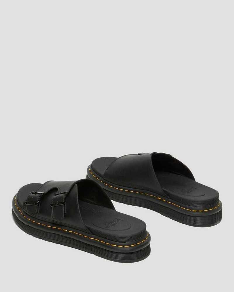 Dr Martens Dax Leather Slide Sandals Slides Black | 27069WVCJ