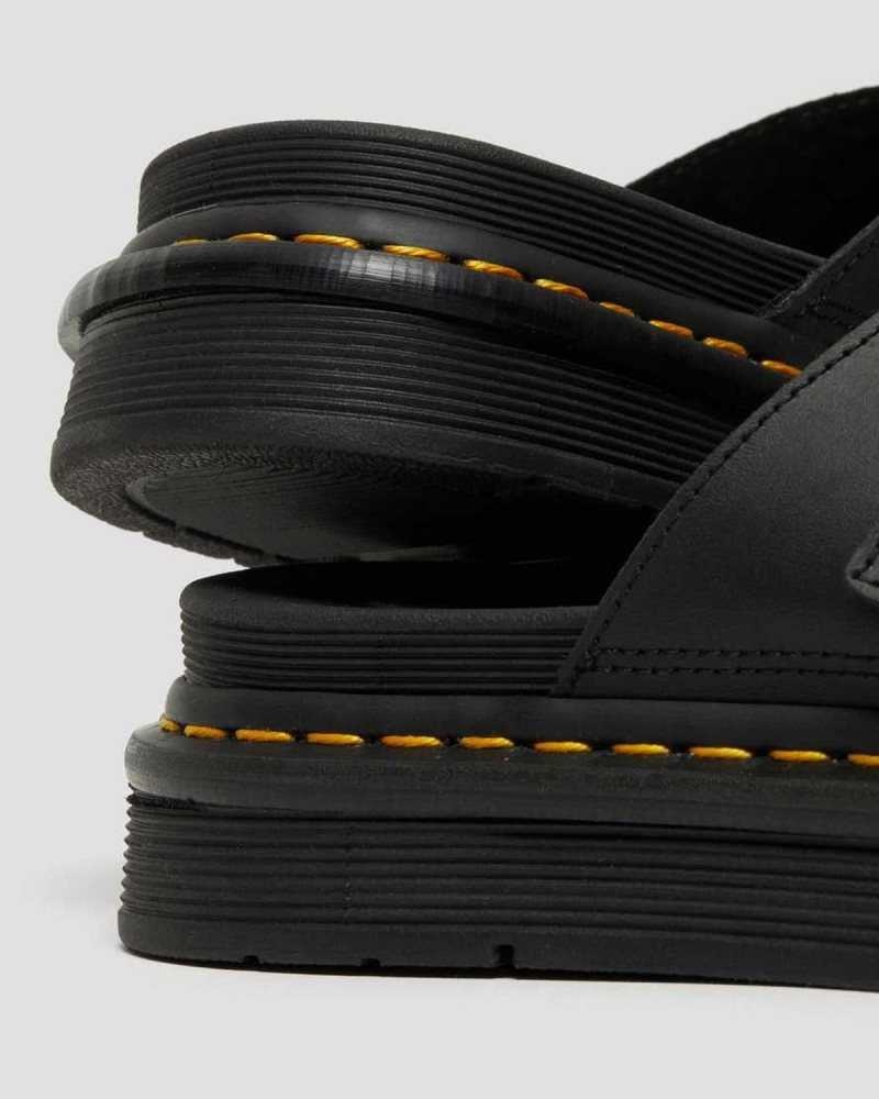 Dr Martens Dax Leather Slide Sandals Slides Black | 27069WVCJ