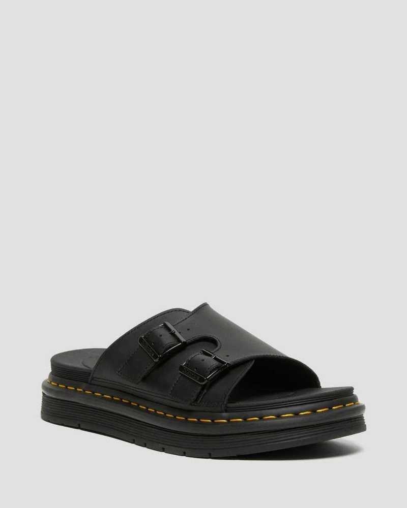 Dr Martens Dax Leather Slide Sandals Slides Black | 27069WVCJ