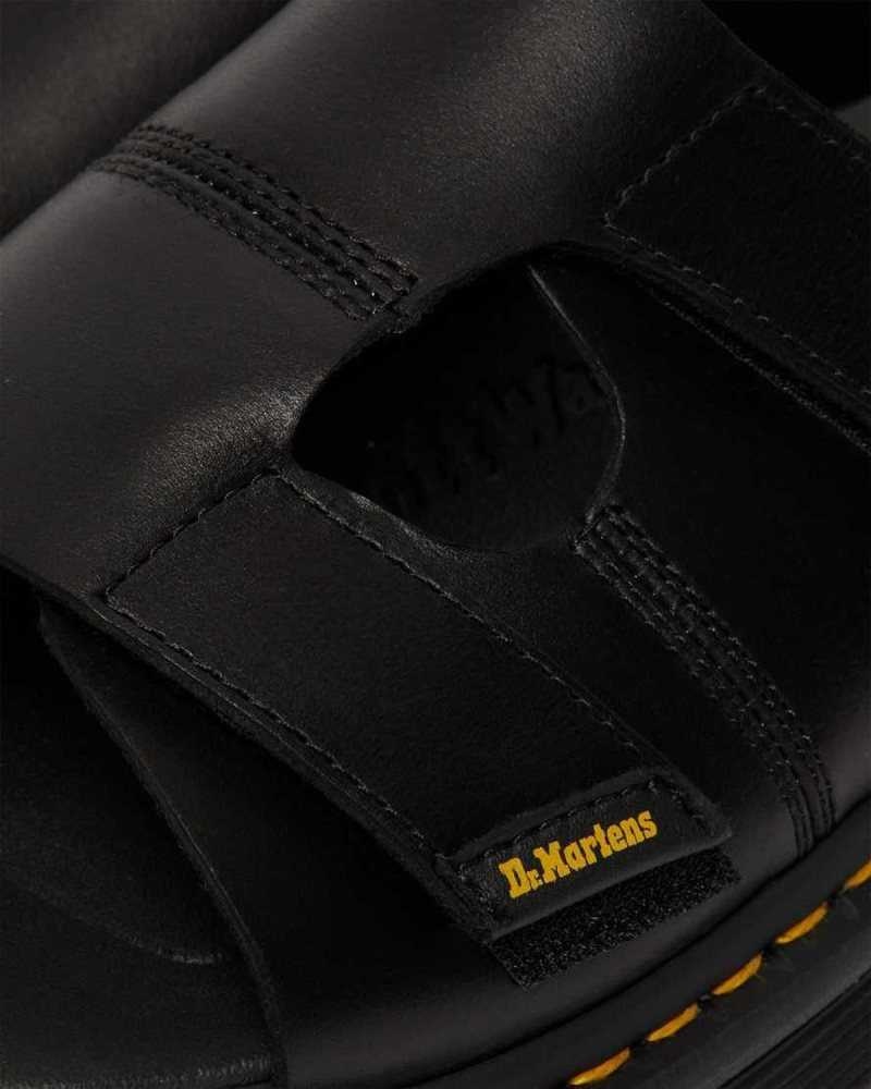 Dr Martens Daxton Leather Slide Sandals Strap Sandals Black | 89132JUSM