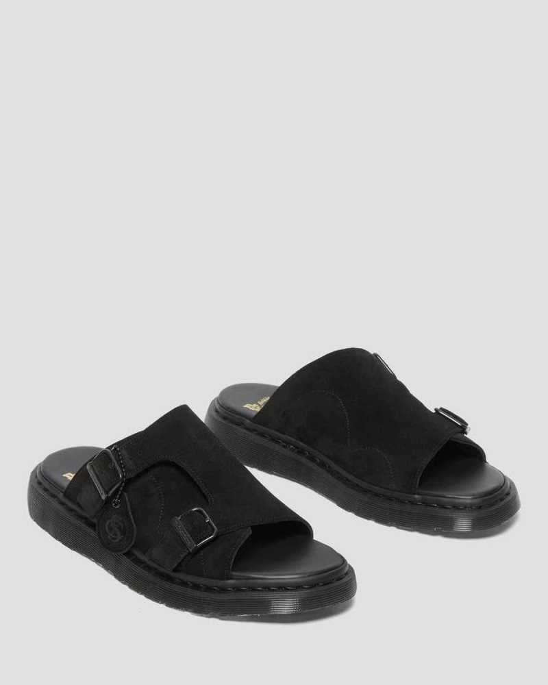 Dr Martens Dayne Suede Slide Sandals Made In England Black | 70916TOZR