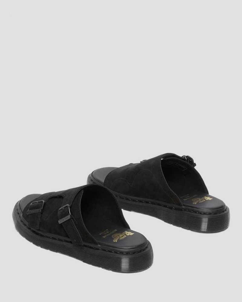 Dr Martens Dayne Suede Slide Sandals Made In England Black | 70916TOZR