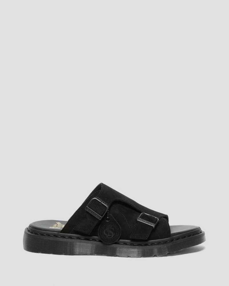 Dr Martens Dayne Suede Slide Sandals Made In England Black | 70916TOZR