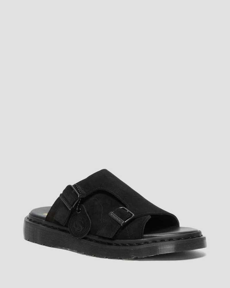 Dr Martens Dayne Suede Slide Sandals Made In England Black | 70916TOZR