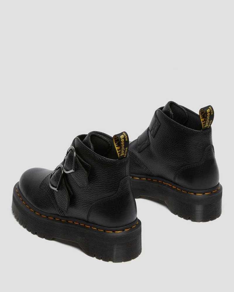 Dr Martens Devon Heart Leather Platform Boots Ankle Boots Black | 95381CEKO