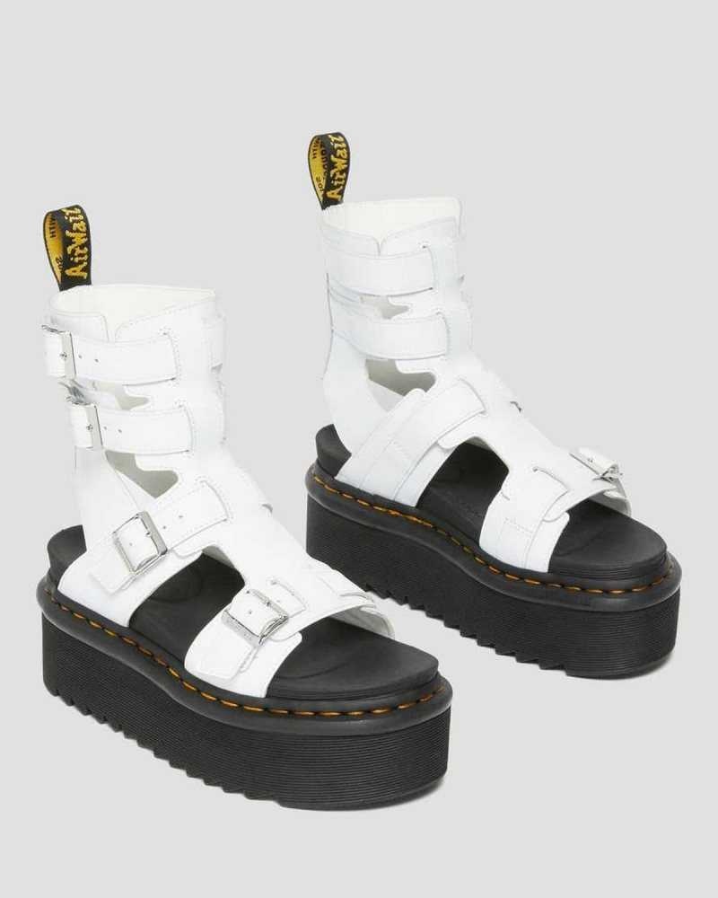 Dr Martens Giavanna Leather Platform Gladiator Sandals Platform Sandals White | 90248GKAE