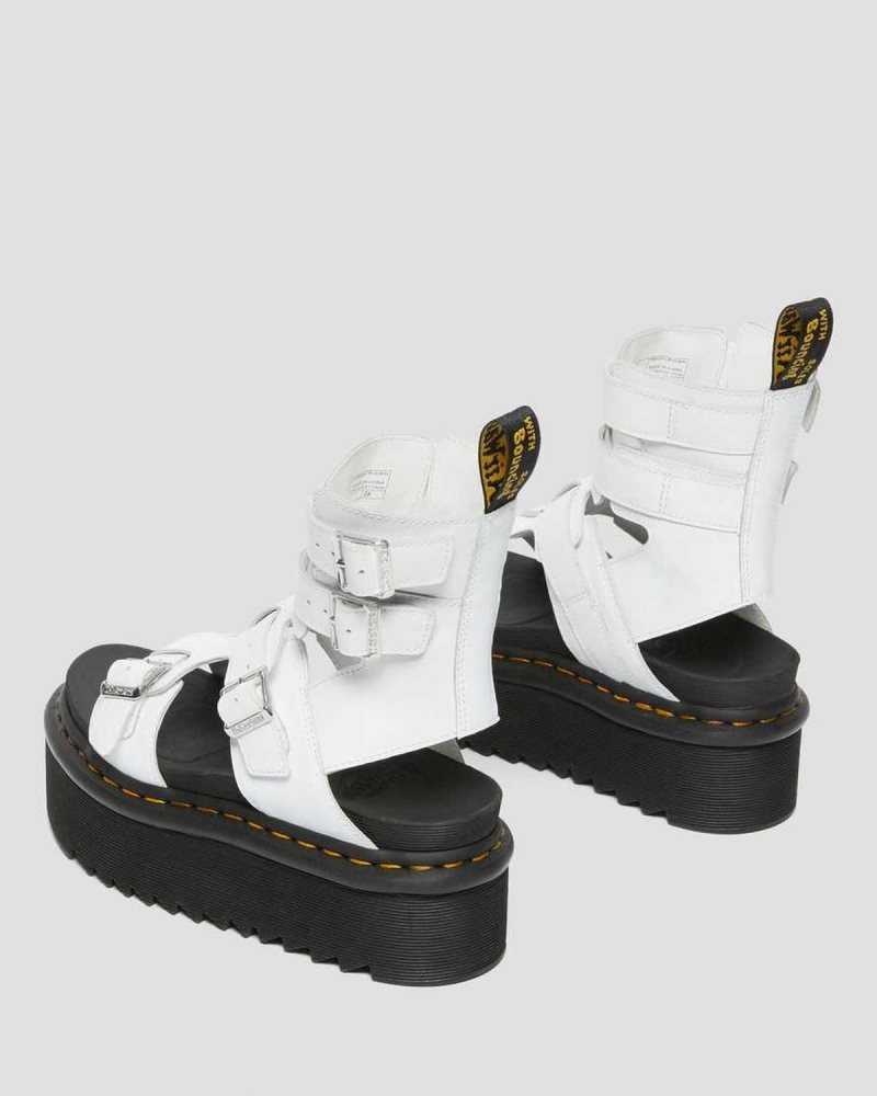 Dr Martens Giavanna Leather Platform Gladiator Sandals Platform Sandals White | 90248GKAE