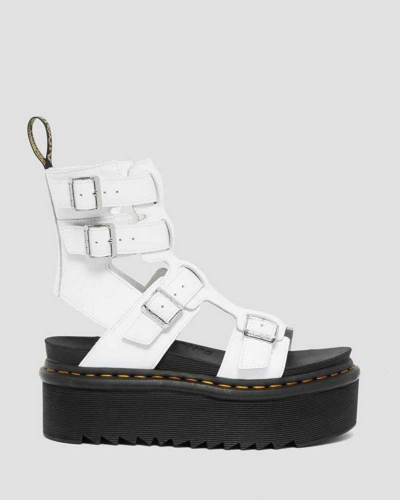 Dr Martens Giavanna Leather Platform Gladiator Sandals Platform Sandals White | 90248GKAE