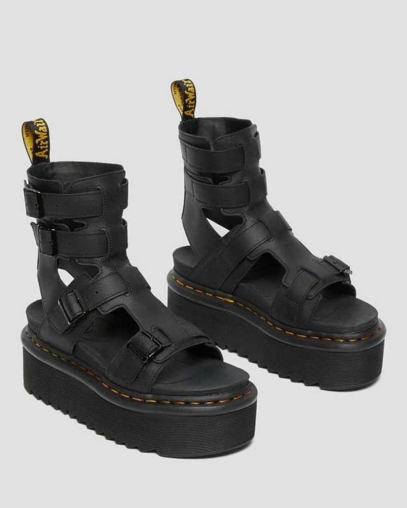 Dr Martens Giavanna Leather Platform Gladiator Sandals Gladiator Sandals Black | 71035DQVM