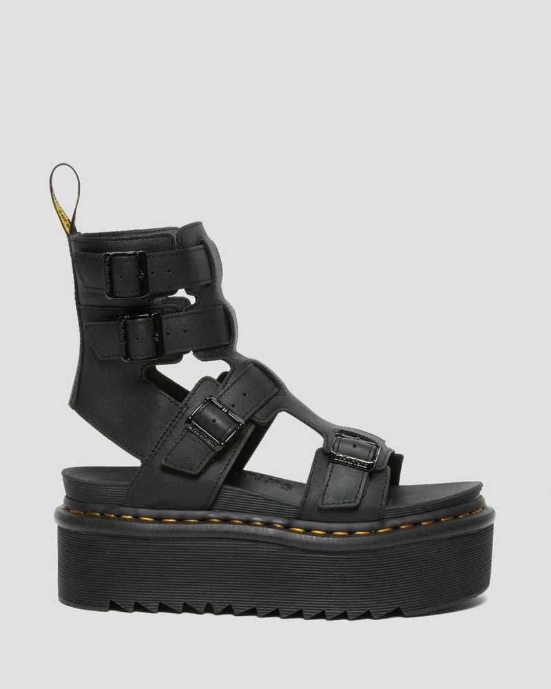 Dr Martens Giavanna Leather Platform Gladiator Sandals Gladiator Sandals Black | 71035DQVM