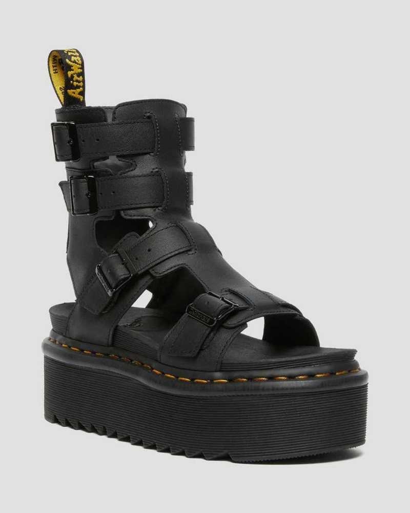 Dr Martens Giavanna Leather Platform Gladiator Sandals Gladiator Sandals Black | 71035DQVM