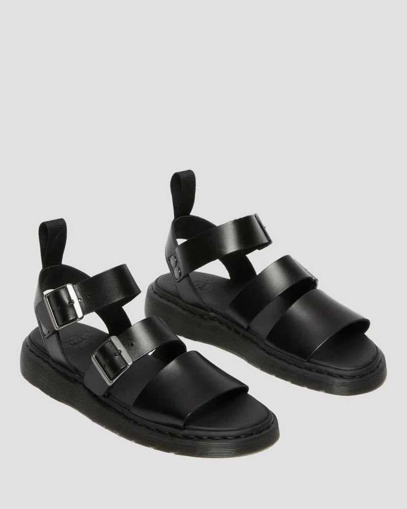 Dr Martens Gryphon Brando Leather Gladiator Sandals Gladiator Sandals Black | 35690YBQO