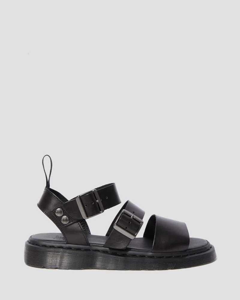 Dr Martens Gryphon Brando Leather Gladiator Sandals Gladiator Sandals Black | 35690YBQO