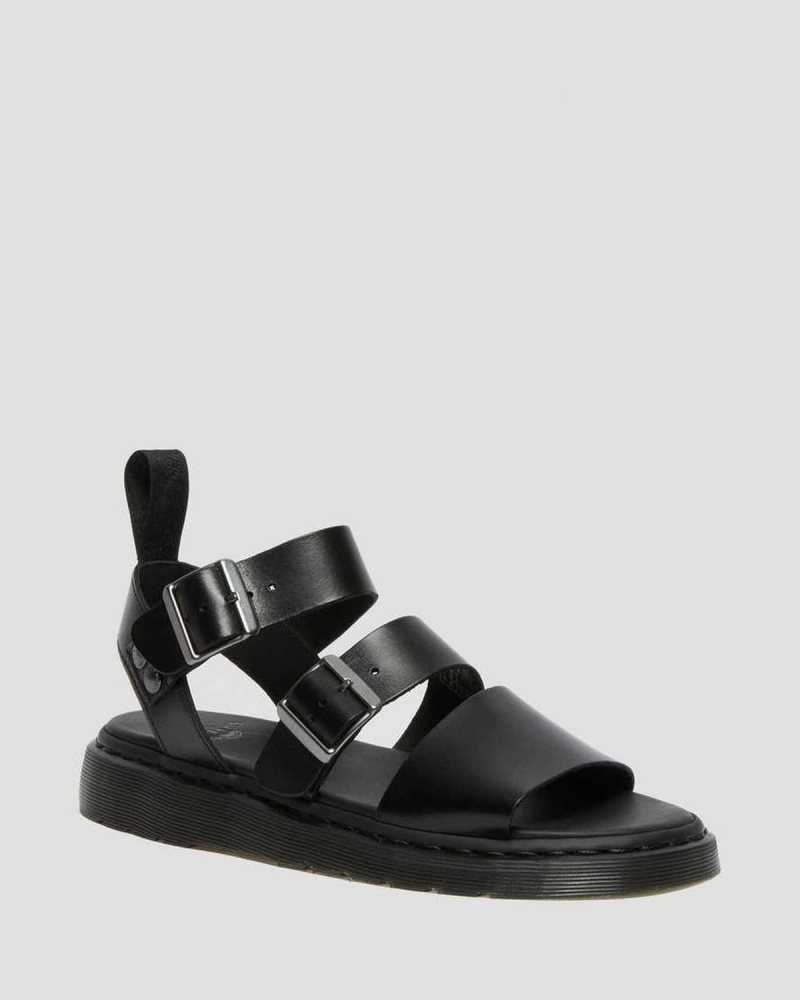 Dr Martens Gryphon Brando Leather Gladiator Sandals Gladiator Sandals Black | 35690YBQO