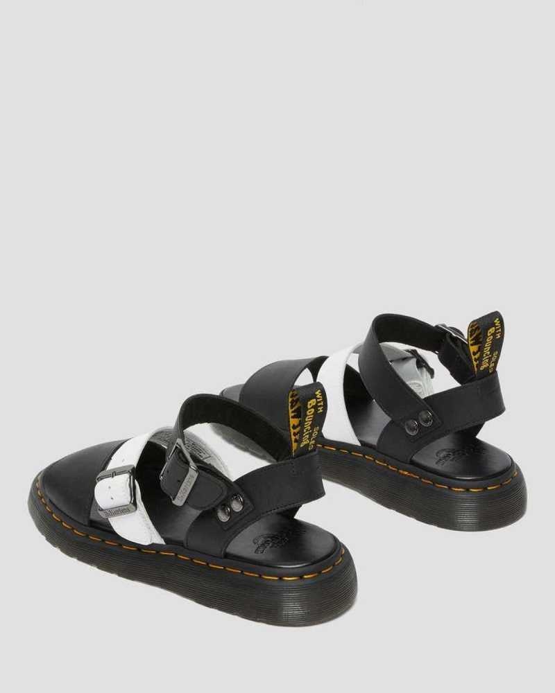 Dr Martens Gryphon Contrast Leather Strap Sandals Strap Sandals Black / White | 16750GEAC