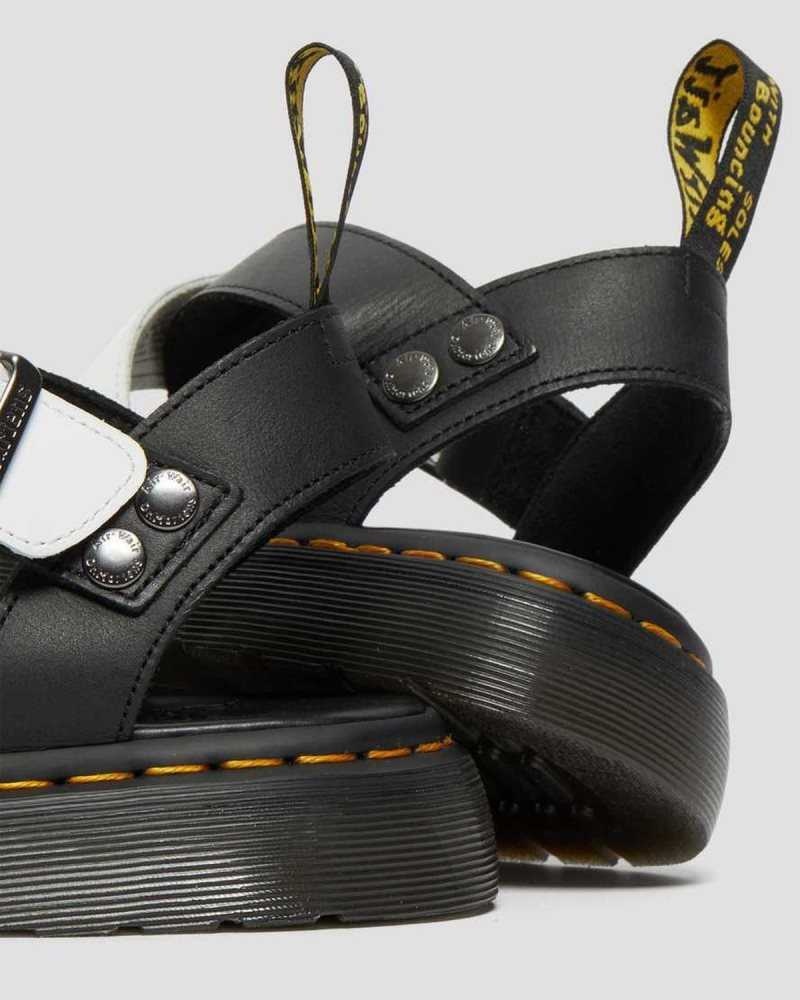 Dr Martens Gryphon Contrast Leather Strap Sandals Strap Sandals Black / White | 16750GEAC