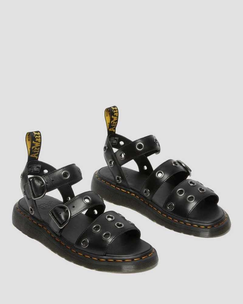 Dr Martens Gryphon Hardware Brando Leather Sandals Strap Sandals Black | 91026QRKT