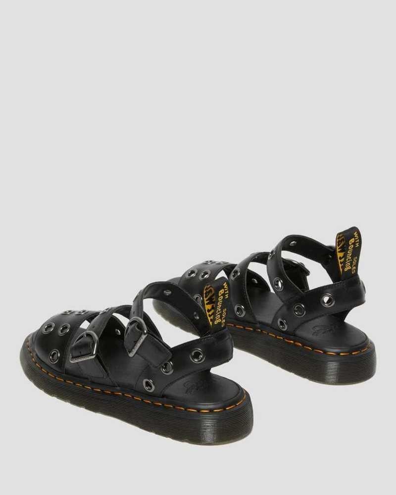 Dr Martens Gryphon Hardware Brando Leather Sandals Strap Sandals Black | 91026QRKT