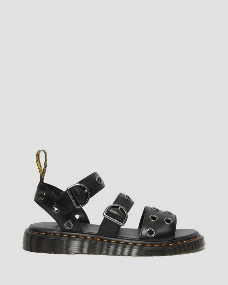 Dr Martens Gryphon Hardware Brando Leather Sandals Strap Sandals Black | 91026QRKT